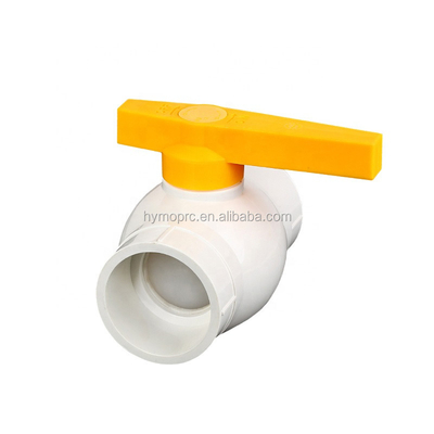 Servizio di lavorazione dello stampaggio Valvola a sfera in PVC da 1/2 pollice standard ASTM/DIN con maniglia gialla