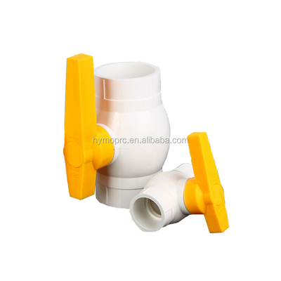 Servizio di lavorazione dello stampaggio Valvola a sfera in PVC da 1/2 pollice standard ASTM/DIN con maniglia gialla