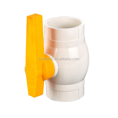 Servizio di lavorazione dello stampaggio Valvola a sfera in PVC da 1/2 pollice standard ASTM/DIN con maniglia gialla