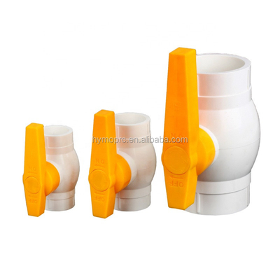 Servizio di lavorazione dello stampaggio Valvola a sfera in PVC da 1/2 pollice standard ASTM/DIN con maniglia gialla