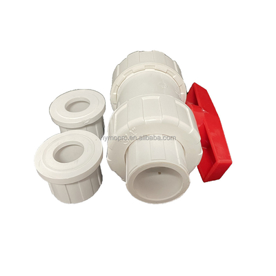 1/2&quot;-8&quot; PVC True Union Ball Valve Long Handle Colore bianco per il collegamento di presa/filo