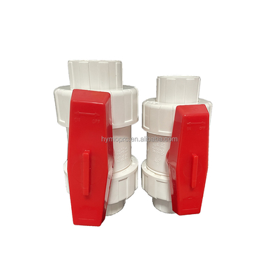 1/2&quot;-8&quot; PVC True Union Ball Valve Long Handle Colore bianco per il collegamento di presa/filo