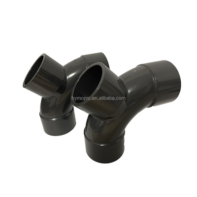 45° Y-filamento di tubo di montaggio laterale Tee DN50 per tubi d'acqua Lungozza standard Bianco
