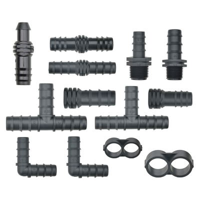 Fittings di irrigazione a goccia blu da 20 mm e 16 mm Anello di pinza in plastica per tubi a goccia PE